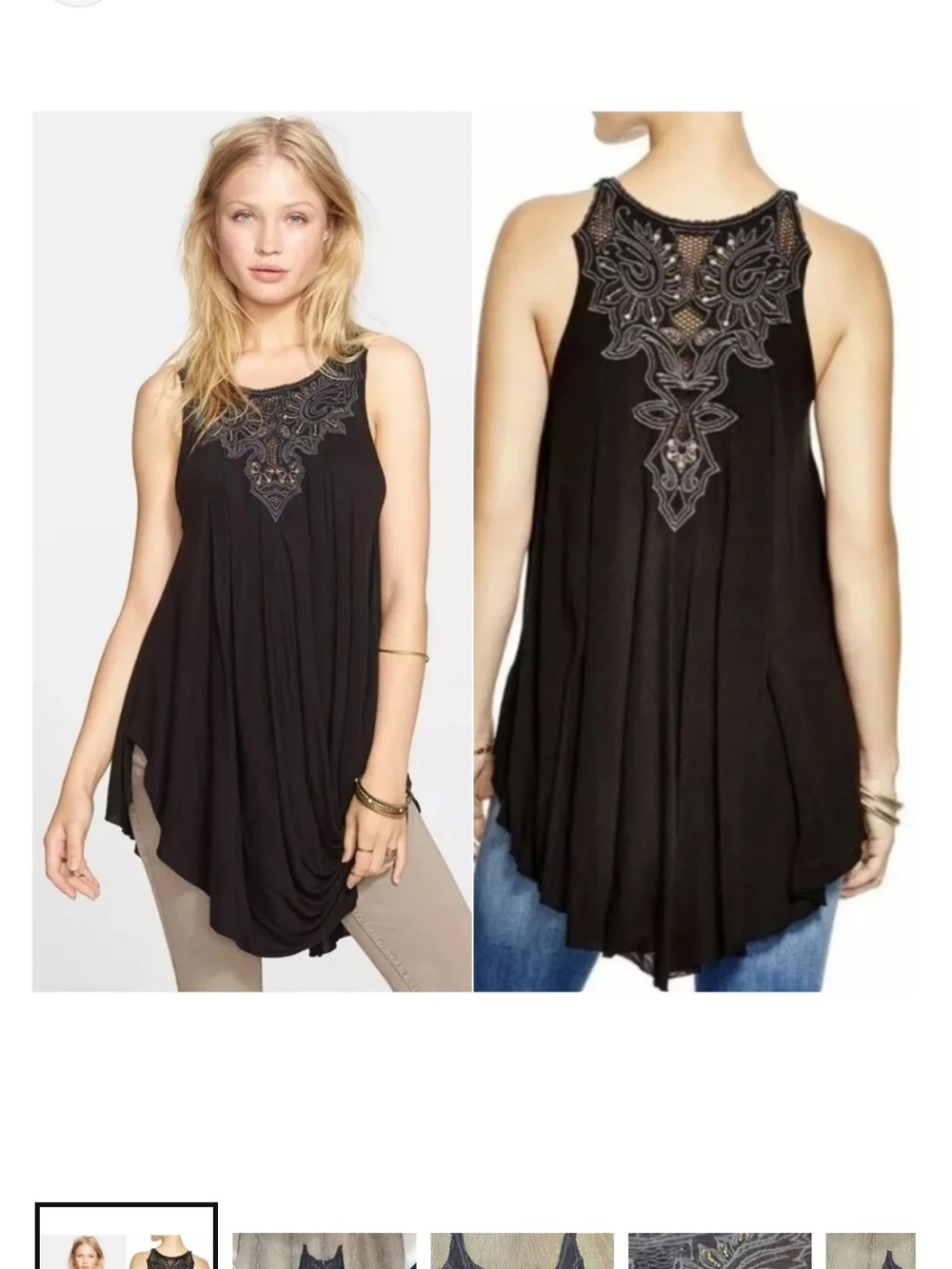 Free People Black Embroidered Dress